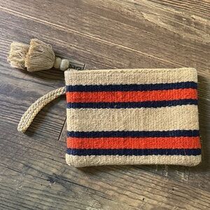 J.Jill Striped Woven Clutch with Tassel